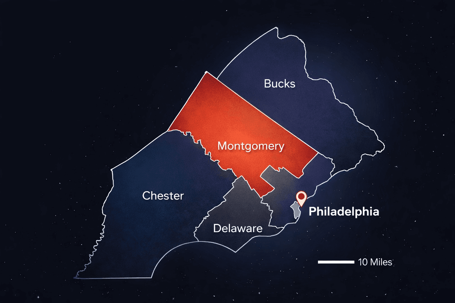 Philadelphia and surrounding county service region